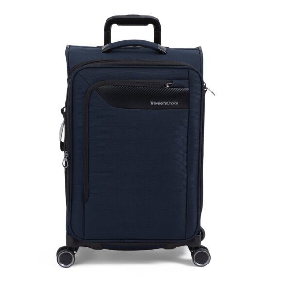 TRAVELERS CHOICE Navy 22in Caymen Carry-on Spinner With Built-in Garment Bag - Picture 1 of 2